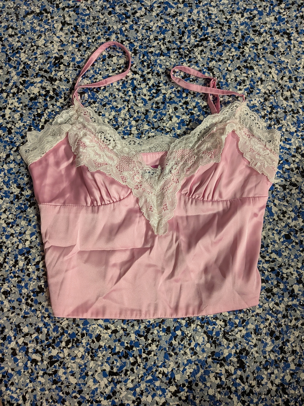 Edikted Pink Satin Lace-Trim Camisole